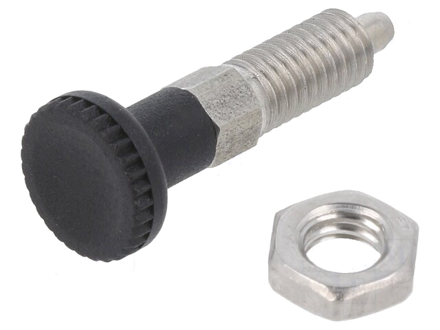 Blokkeerknop; Schroefdr: M6; 3mm; Mat: roestvrij staal Blokkeerknop; Schroefdr: M6; 3mm; Mat: roestvrij staal